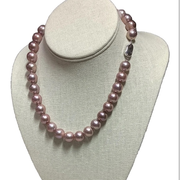 Round 11.5x12mm Edison Natural Purple Pink Cultured Pearl 17-18” Strand Necklace - Picture 1 of 9